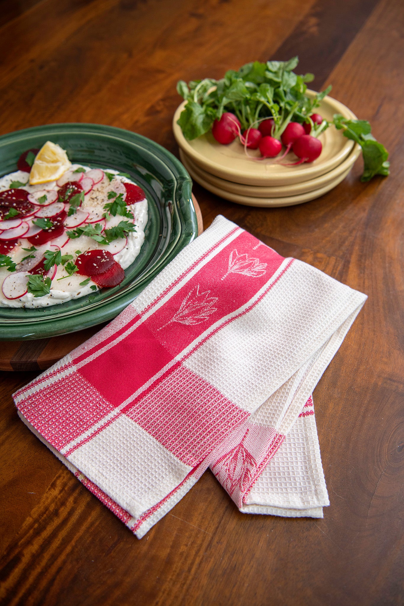 Flower Jacquard Tea Towels, Set of 3