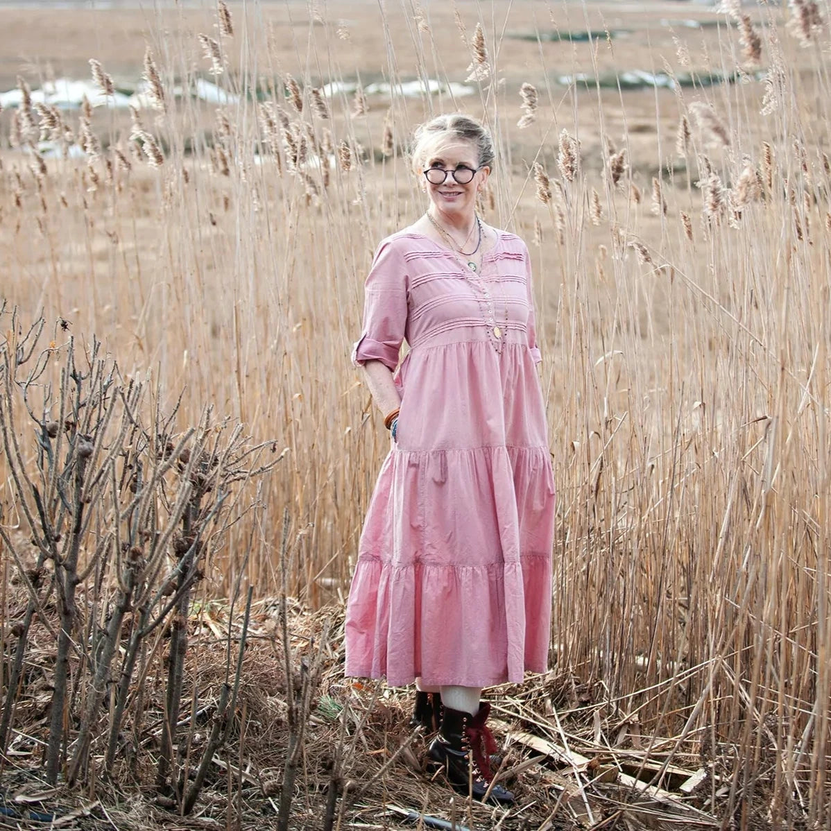 Friendship Midi Dress in Rose