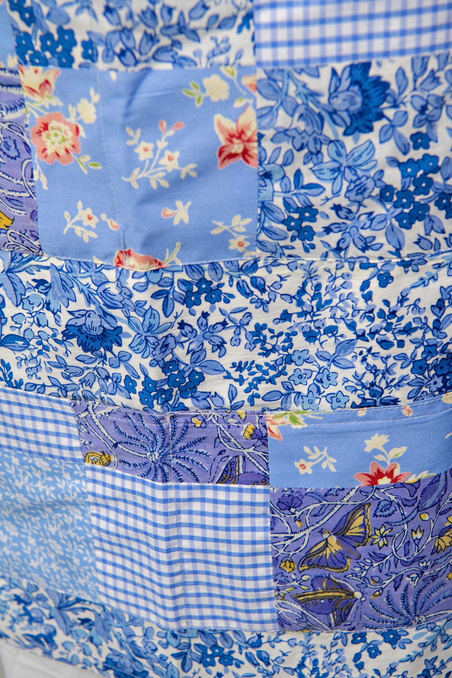 Prairie Patchwork Gathering Apron in Blue