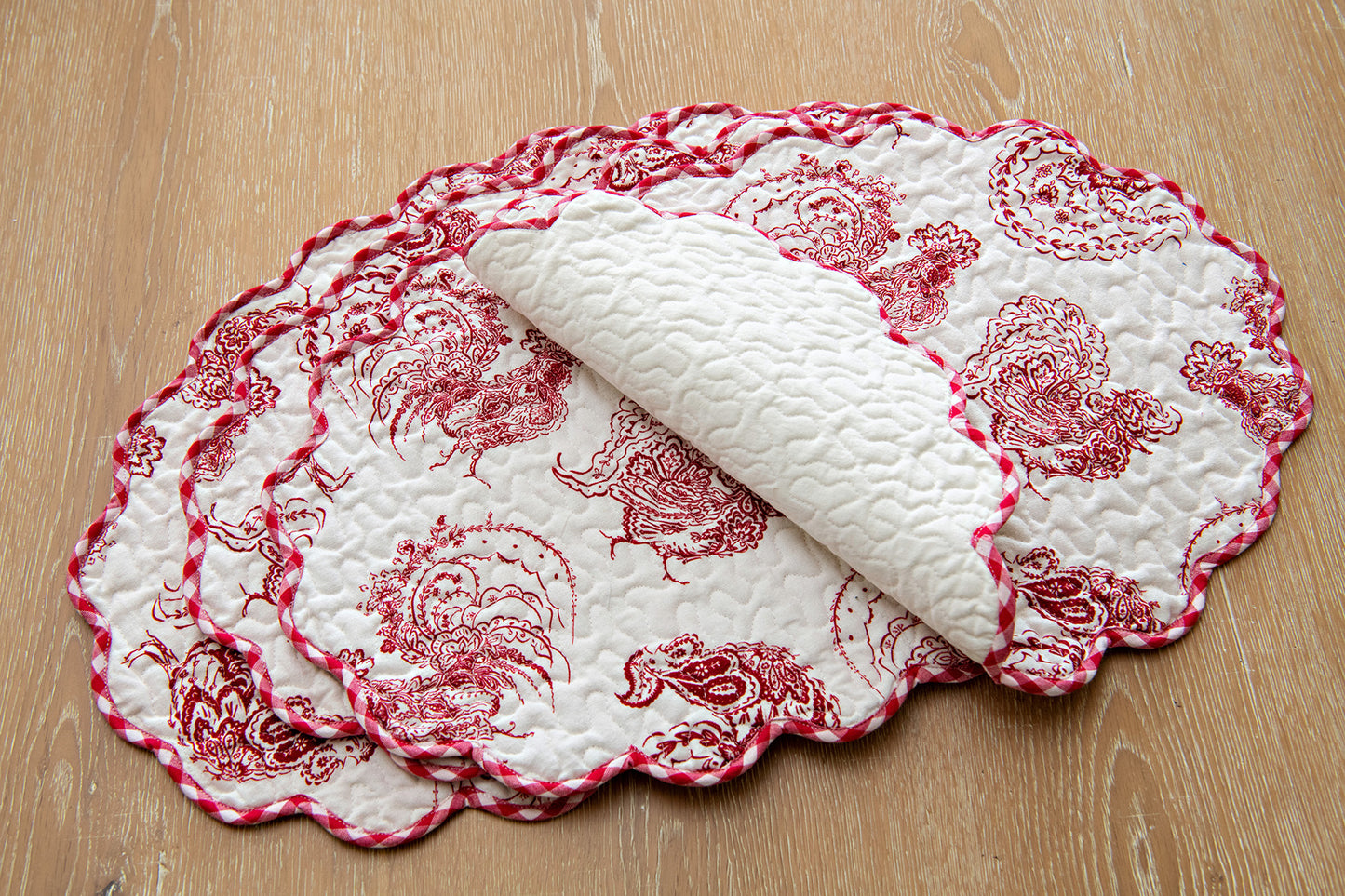 Backyard Rooster Quilted Placemats, Set of 4