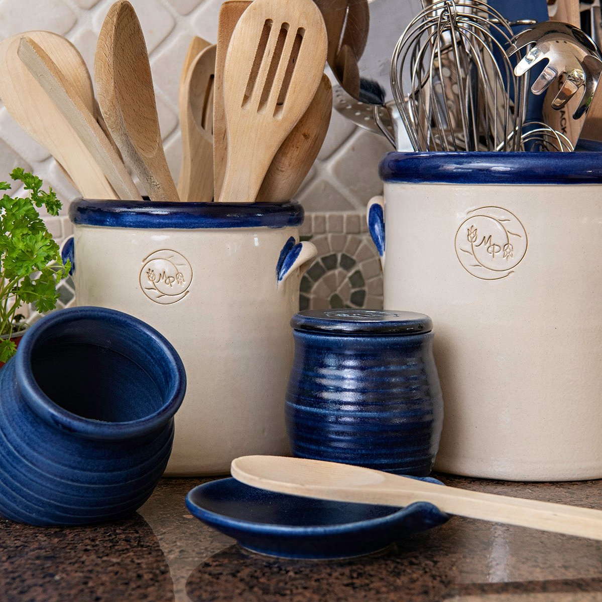 Modern Prairie Ironstone Handled Half-Gallon Crock