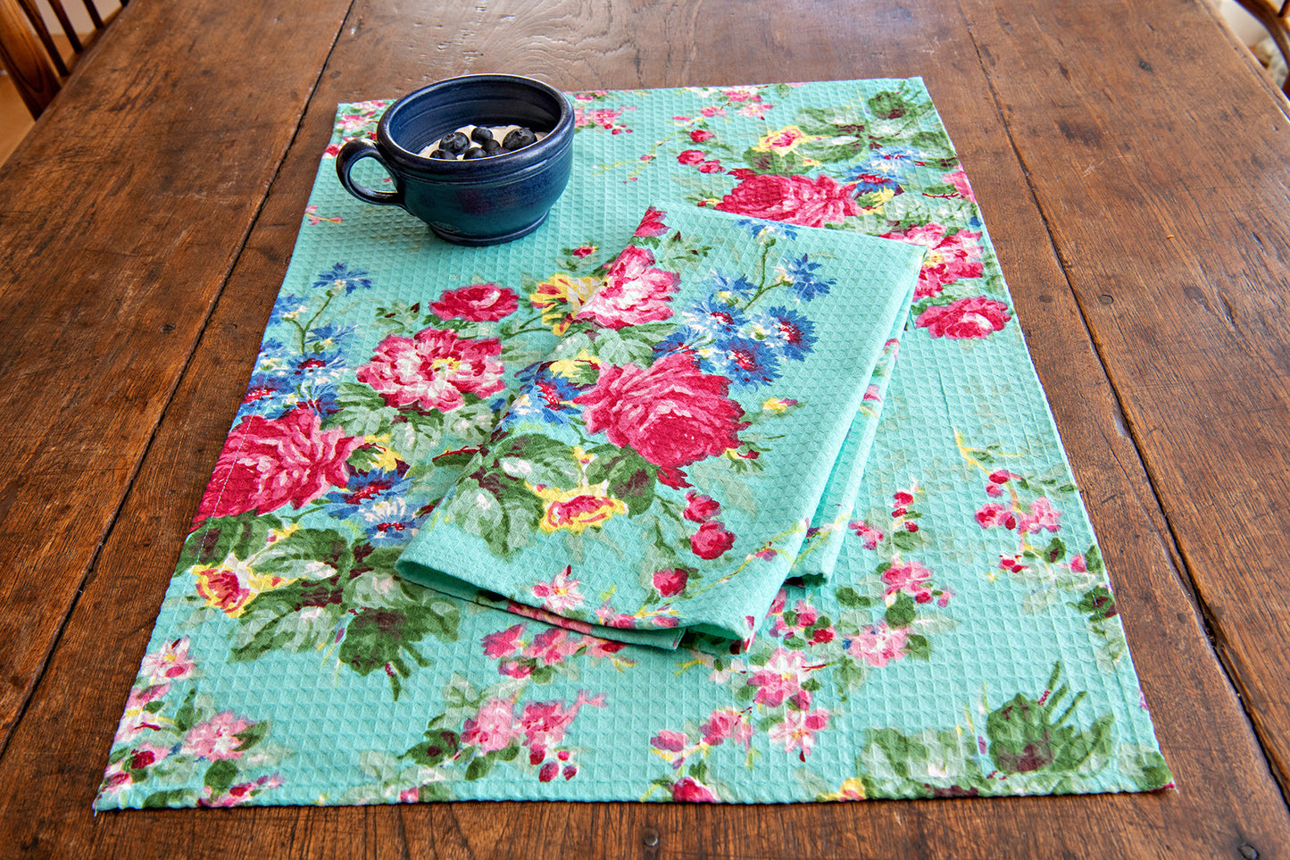Cottage Rose Honeycomb Towels, Set of 2