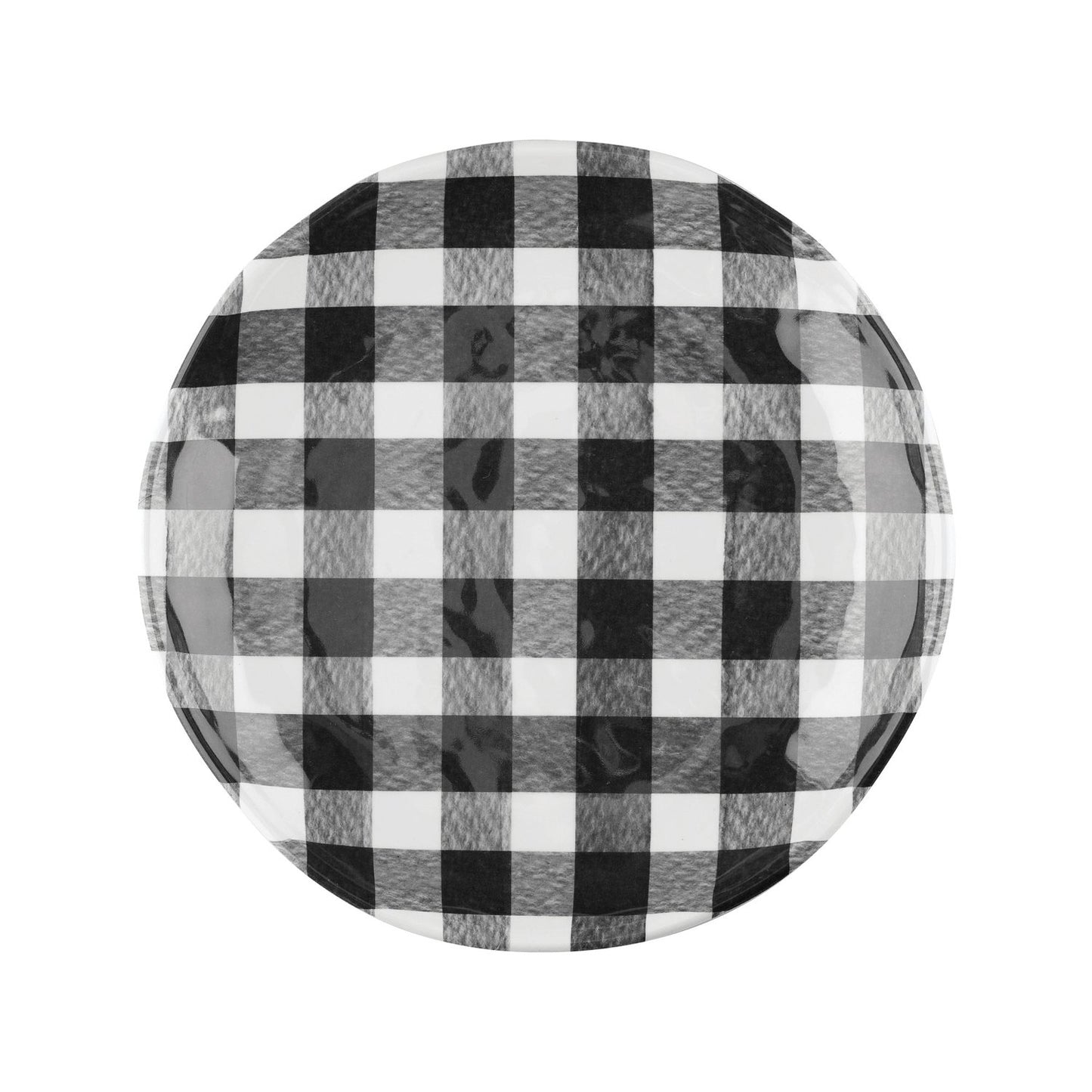 Black Gingham Melamine 9" Plates, Set of 6