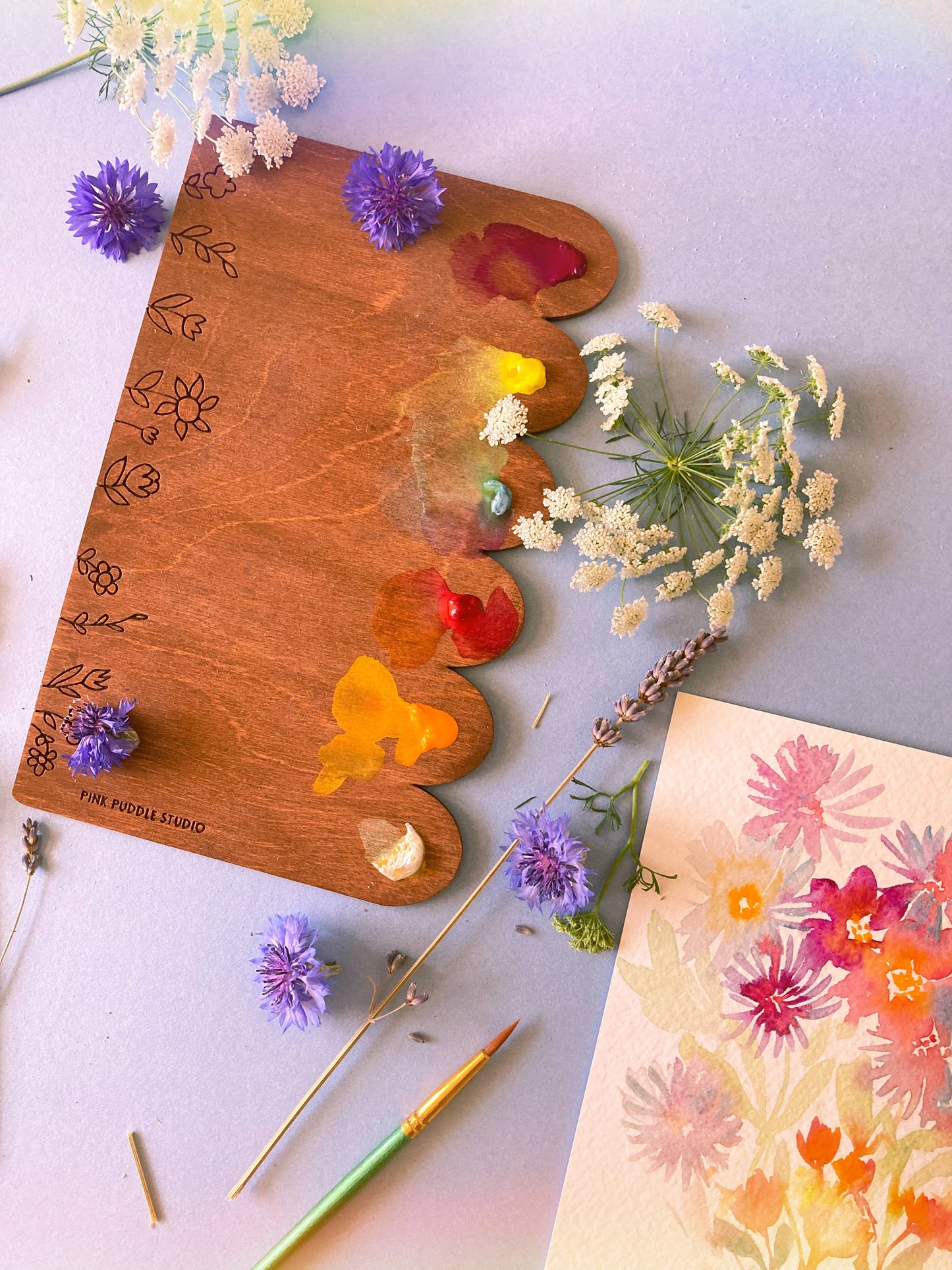 Wildflower Wood Watercolor Art Palette