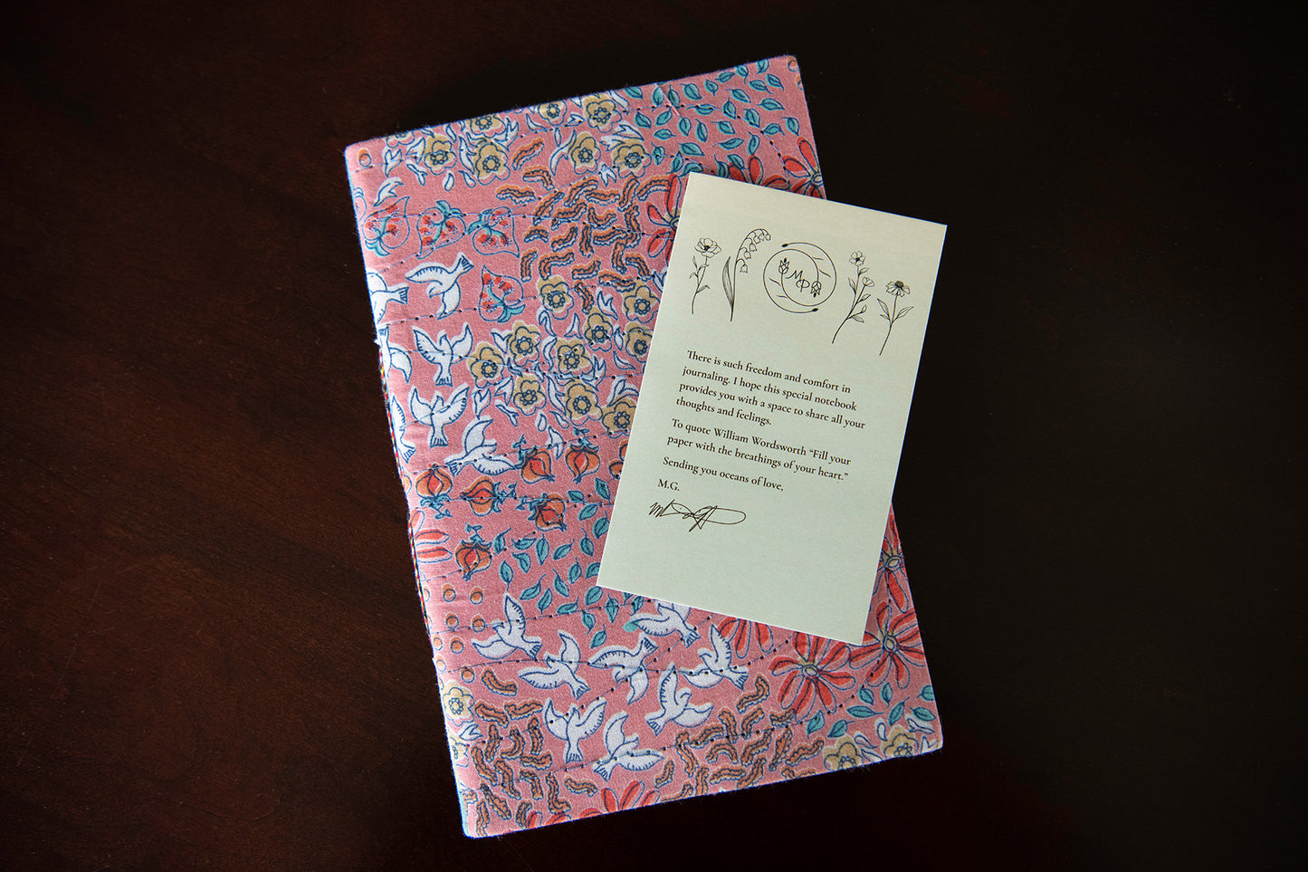 Prairie Patchwork Ruled Journal in Rose