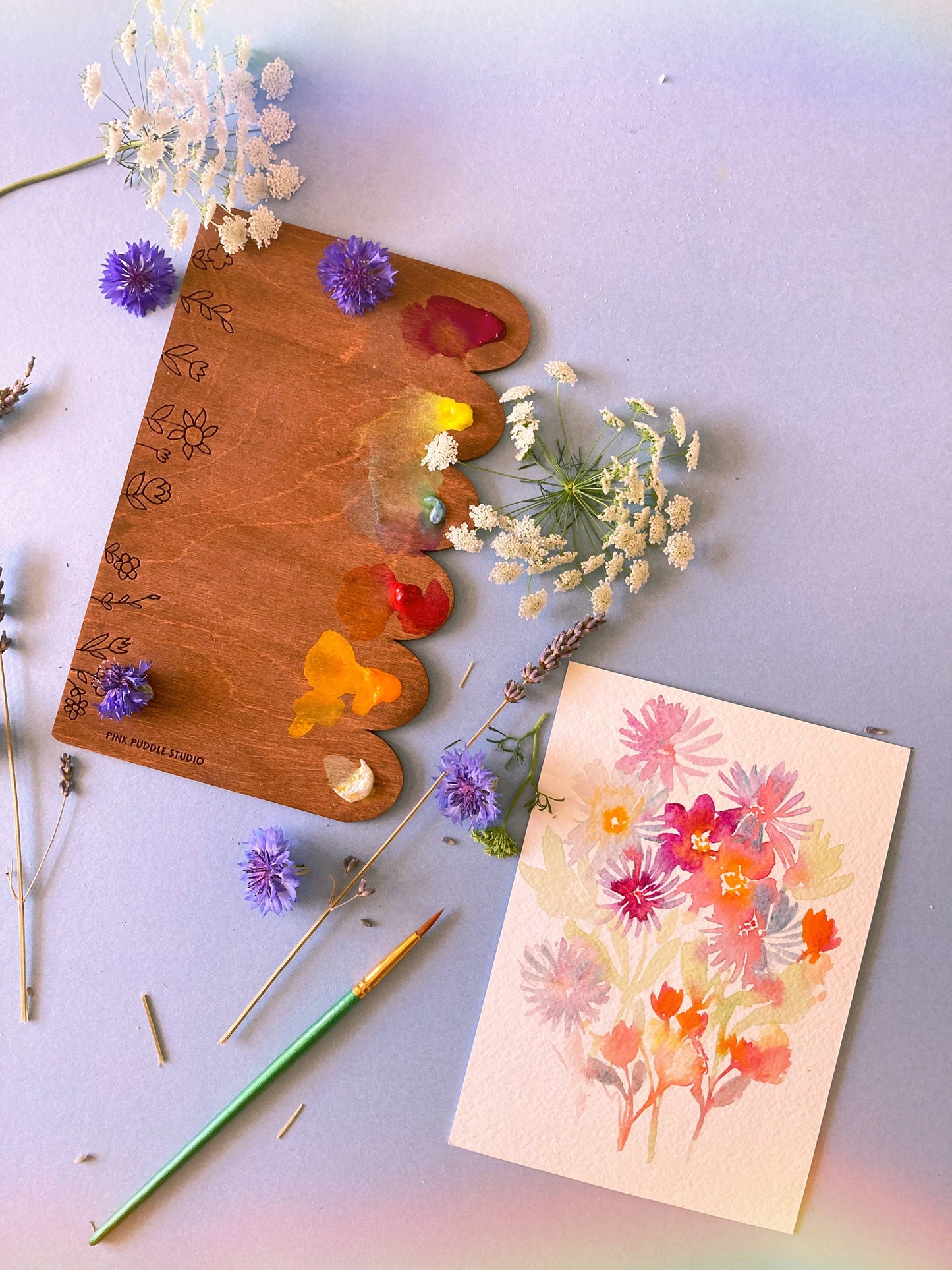 Wildflower Wood Watercolor Art Palette