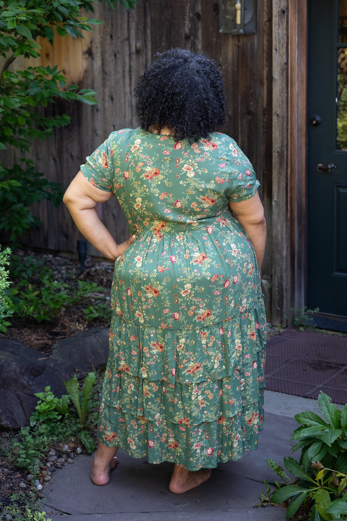 The Allison Fancy Flounce Dress in Fern & Flower