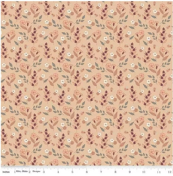 Evening on the Prairie Autumn Floral Beige, Fabric by the Yard