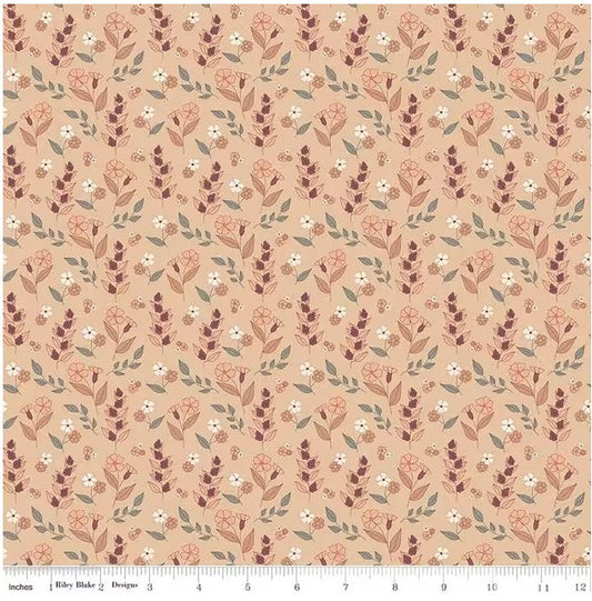 Evening on the Prairie Autumn Floral Beige, Fabric by the Yard