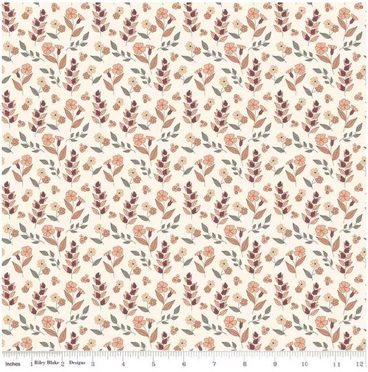 Evening on the Prairie Autumn Floral Cream, Fabric by the Yard