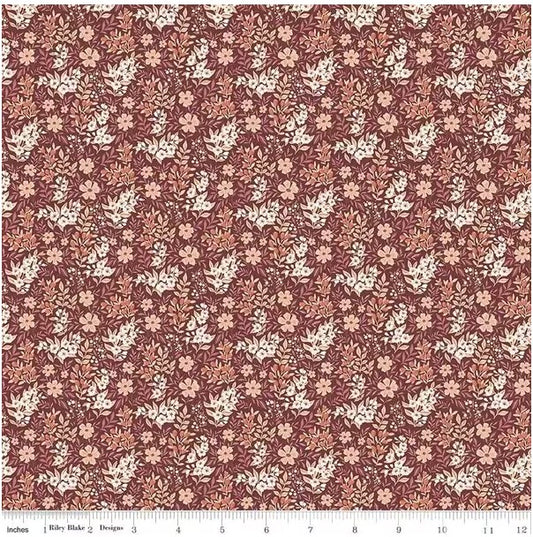 Evening on the Prairie Ditsy Floral Marsala, Fabric by the Yard