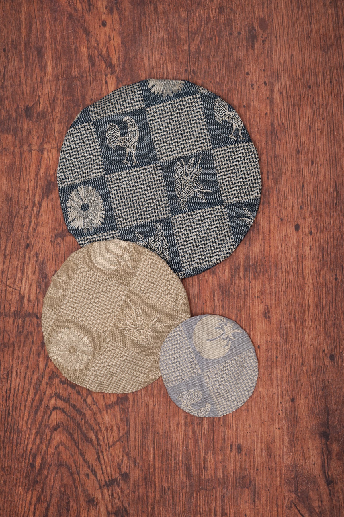 Prairie Kitchen Jacquard Bowl Covers in Cool, Set of 3