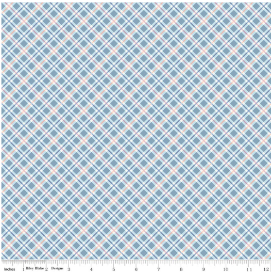 Daybreak on the Prairie Plaid Blue, Fabric by the Yard