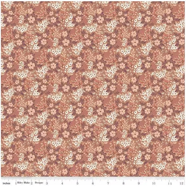 Evening on the Prairie Ditsy Floral Umber, Fabric by the Yard