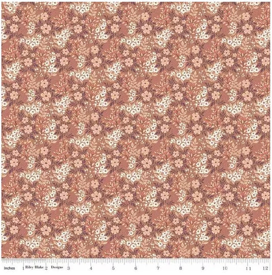 Evening on the Prairie Ditsy Floral Umber, Fabric by the Yard
