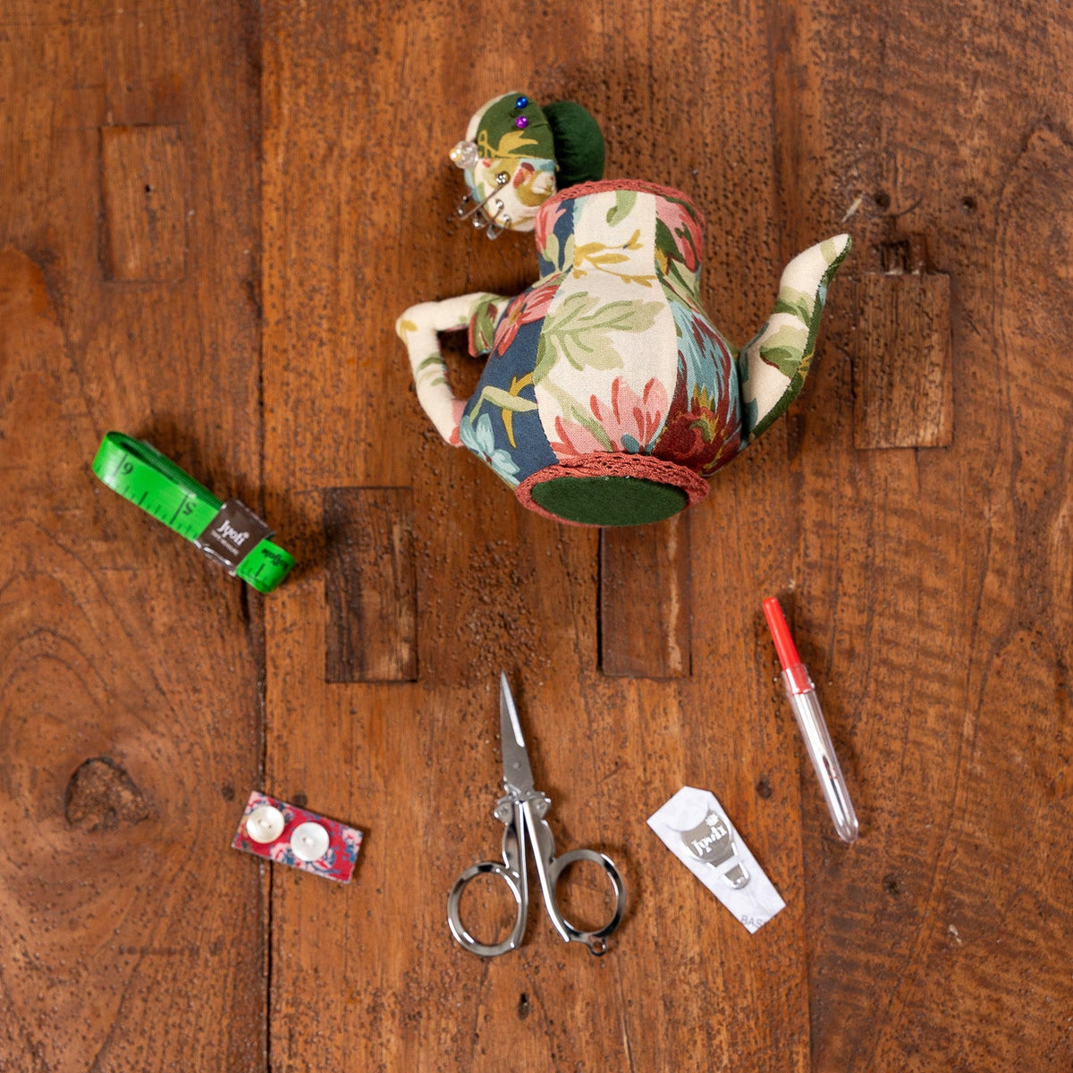 Eternal Rose Tea Pot Sewing Kit & Pin Cushion