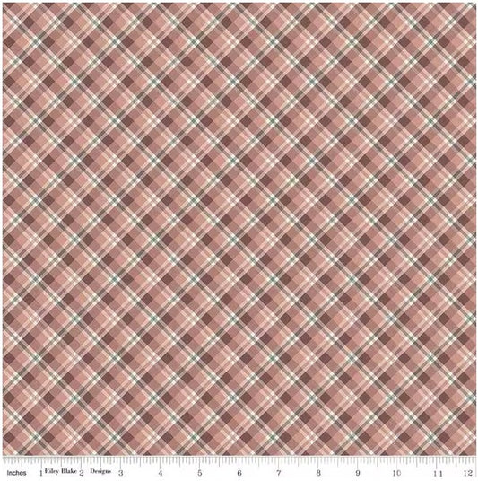 Evening on the Prairie Prairie Plaid Dusty Rose, Fabric by the Yard