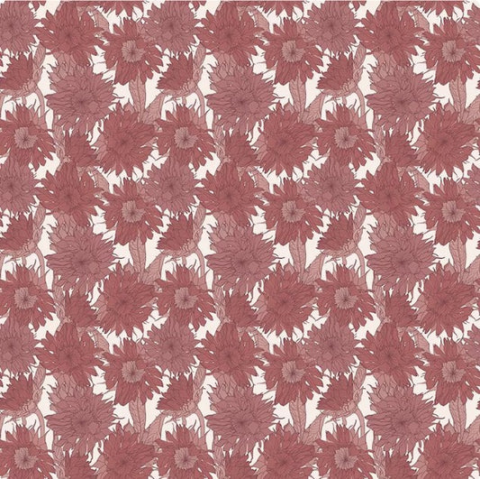 Evening on the Prairie Sunflower Dusty Rose, Fabric by the Yard