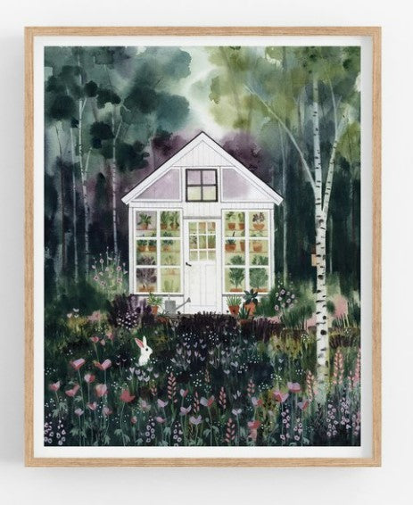 Forest Greenhouse Watercolor Illustration