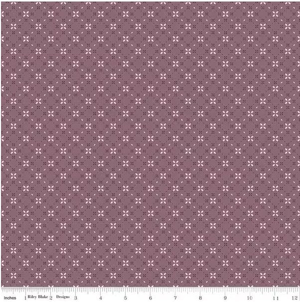 Evening on the Prairie Geo Floral Grape, Fabric by the Yard
