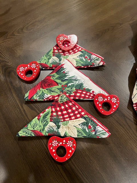 Christmas Cottage Poinsettia Luncheon Napkins, Set of 6