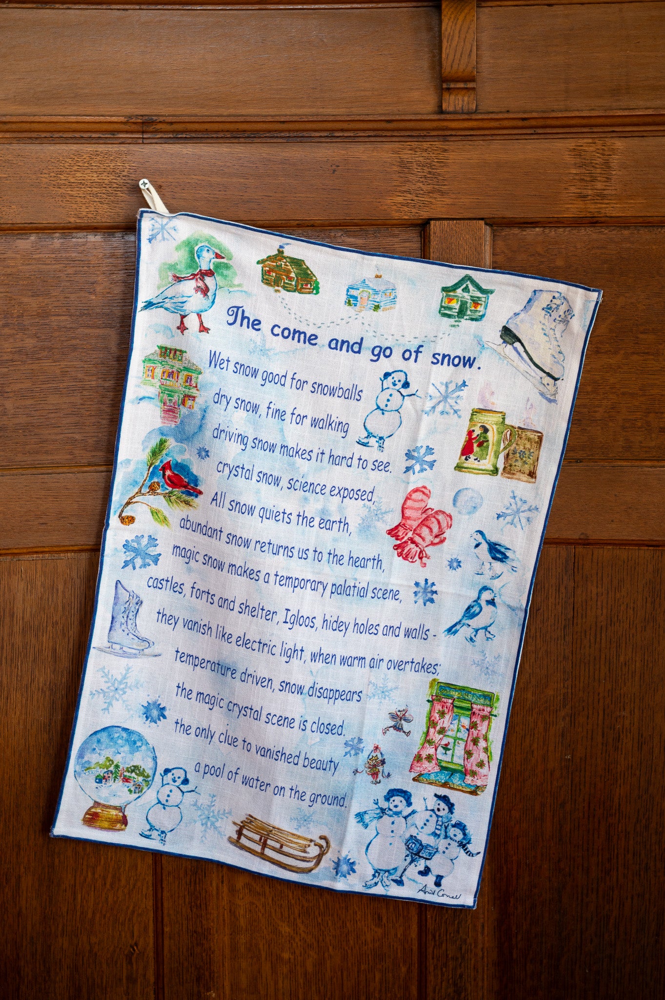 Let it Snow Watercolor Tea Towel