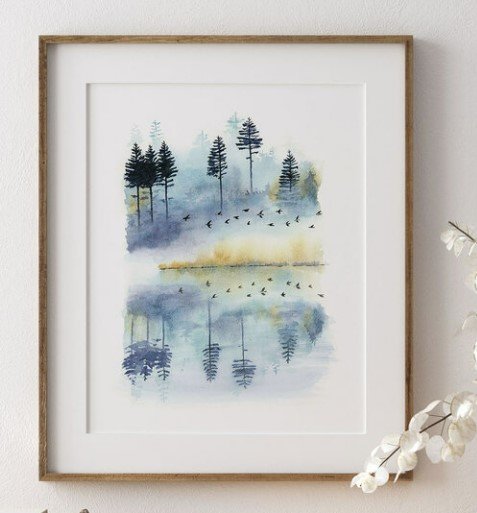 Morning Mist Watercolor Illustration