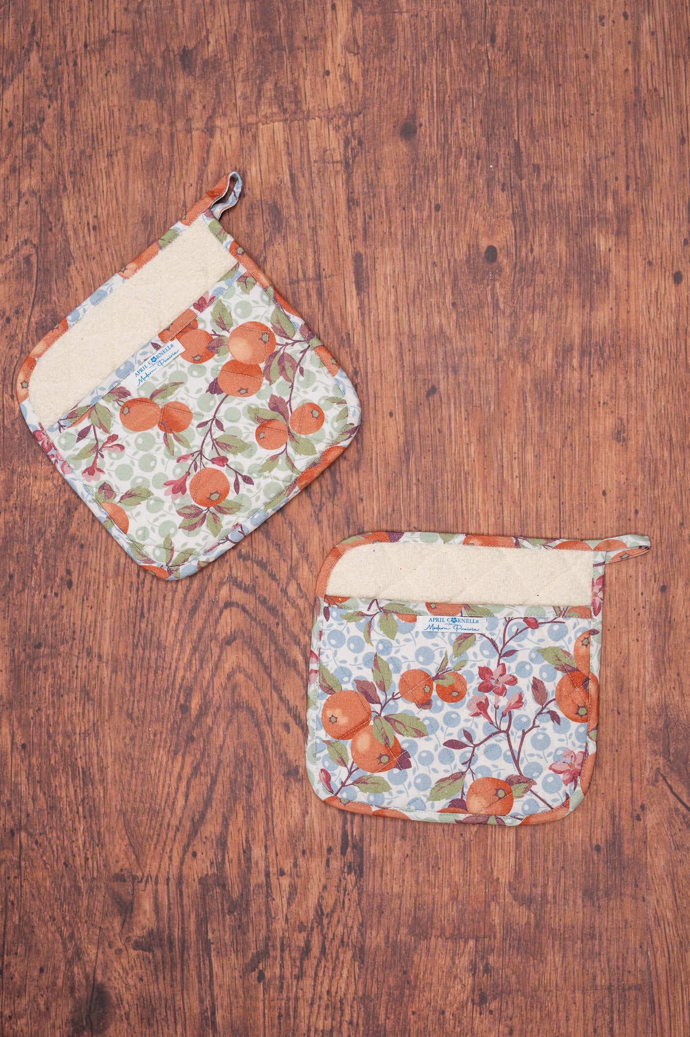Orange Blossom Terry Potholders, Set of 2
