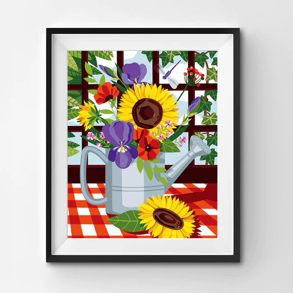 Flowers In A Watering Can Paint-By-Numbers Kit