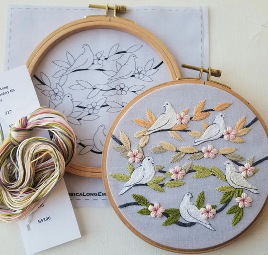 Peaceful Doves Beginner's Hand Embroidery Kit