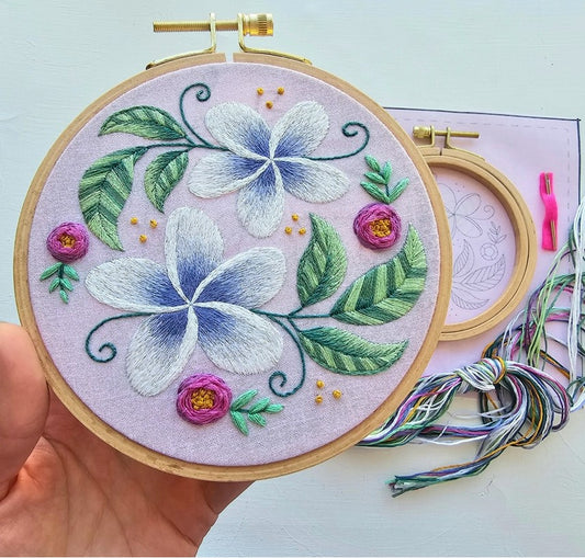 Plumeria Flower Beginner's Hand Embroidery Kit