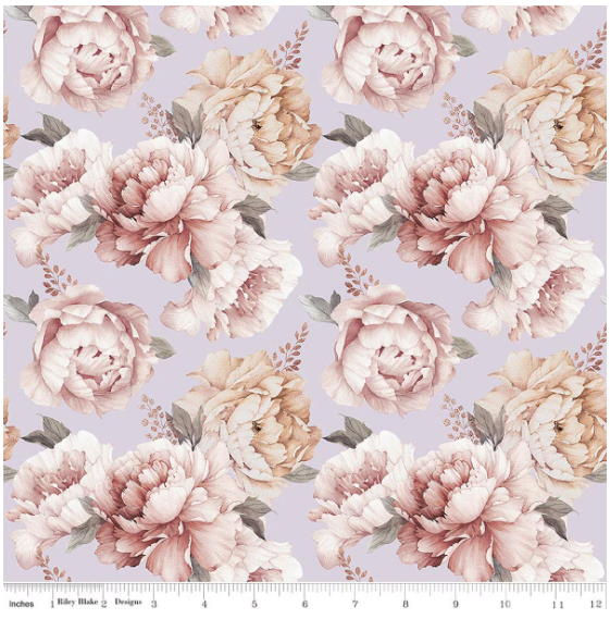 Daybreak on the Prairie Purple Peonies, Fabric by the Yard