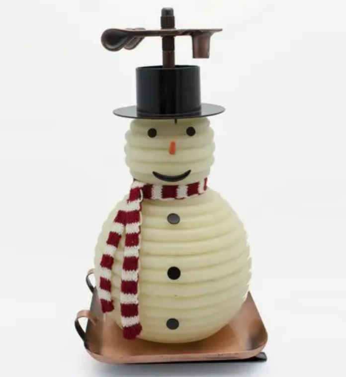 Sledding Snowman 100-Hour Candle with Copper Base