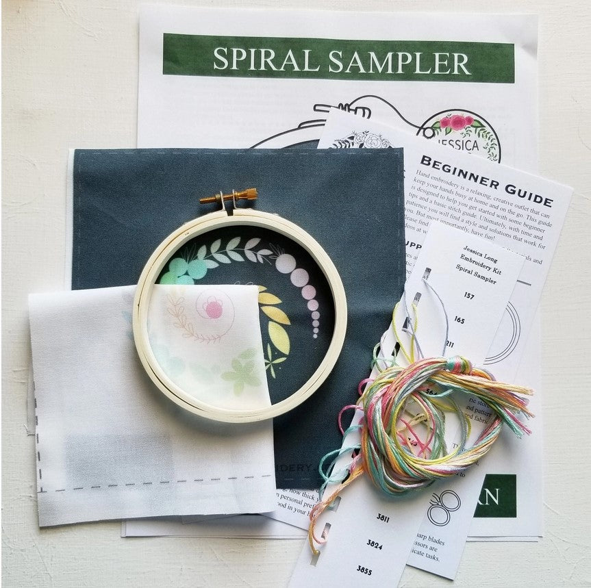 Spiral Garland Beginner's Hand Embroidery Kit in White