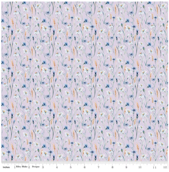 Daybreak on the Prairie Wildflowers Purple, Fabric by the Yard