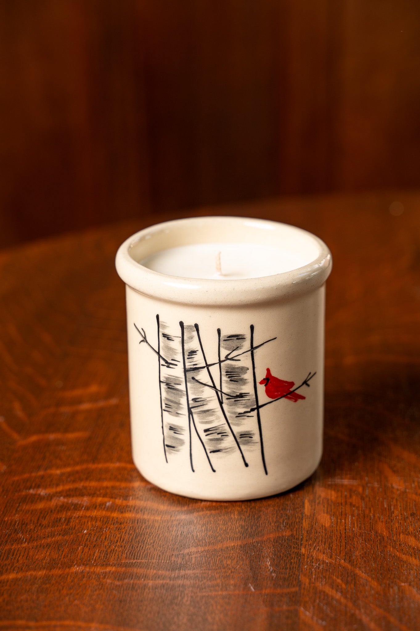 Winter Birch Candle Crock in Winterbark Pine