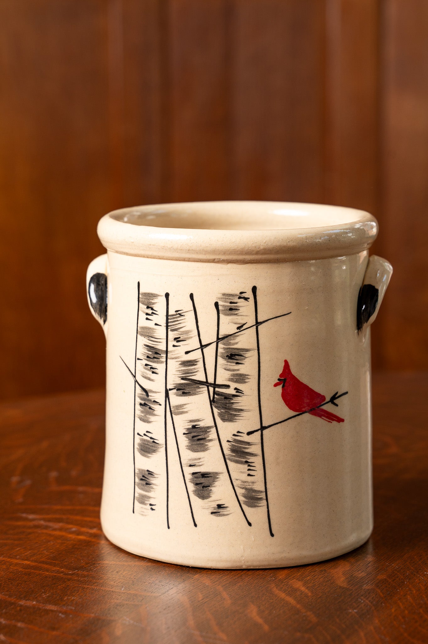 Winter Birch Handled Half-Gallon Crock