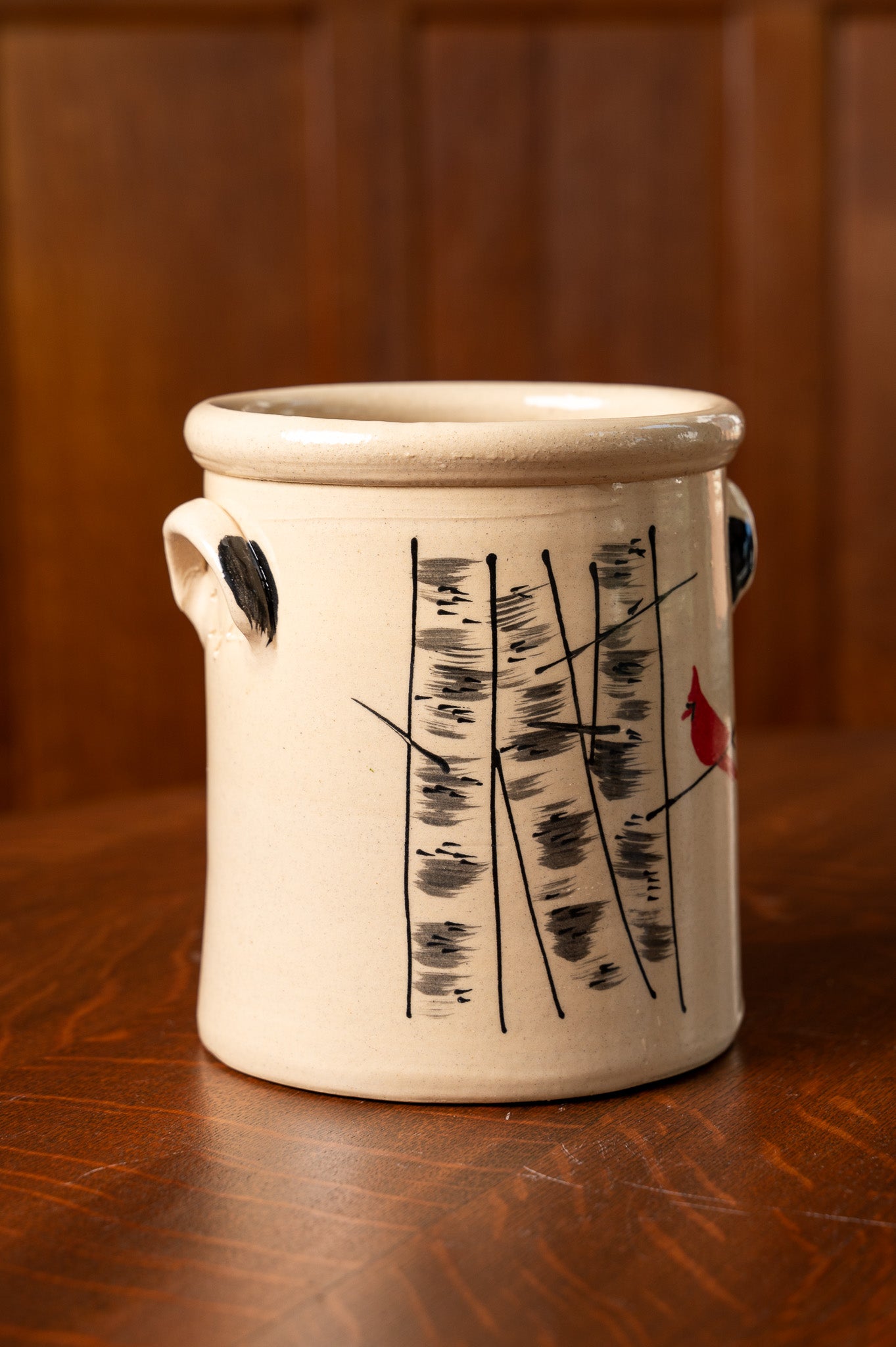 Winter Birch Handled Half-Gallon Crock