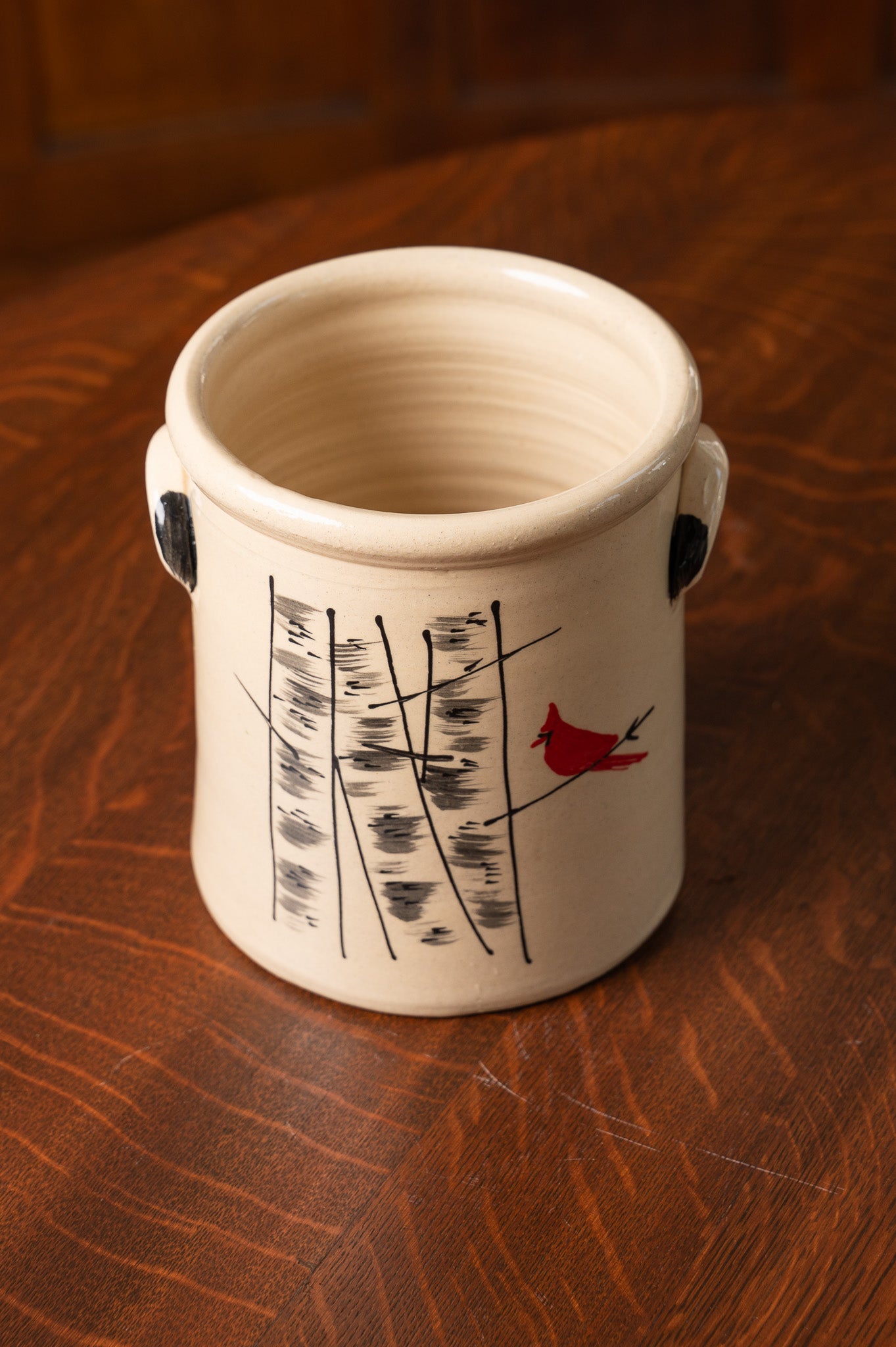 Winter Birch Handled Half-Gallon Crock