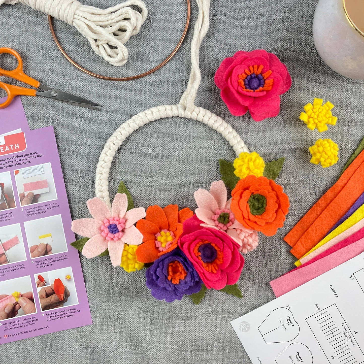 Felt Flower & Macrame Kit in Spring Wreath
