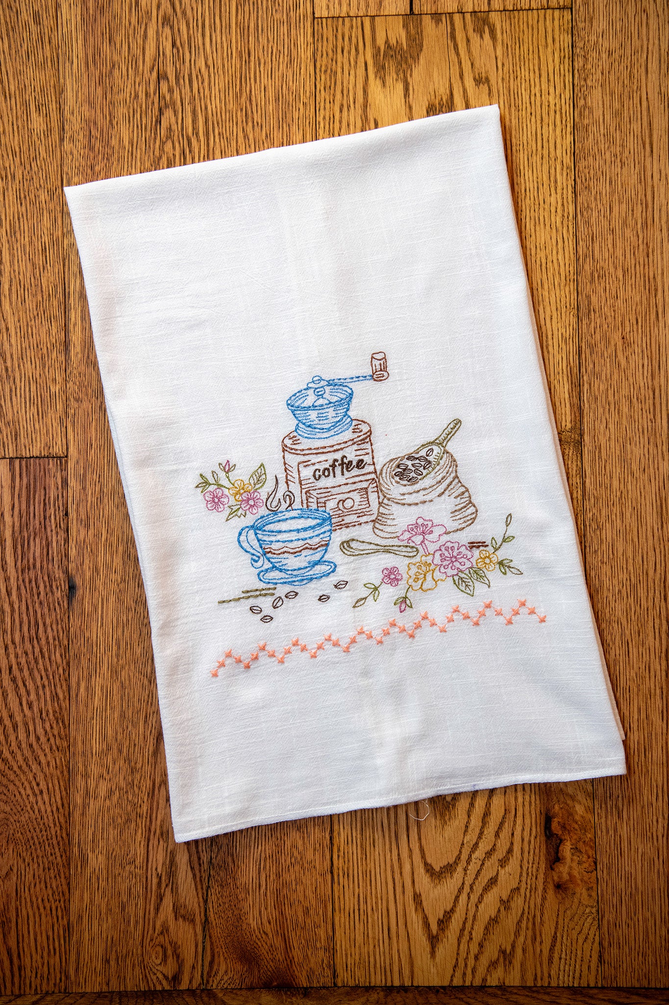 Coffee & Tea Embroidered Tea Towels, Set of 2