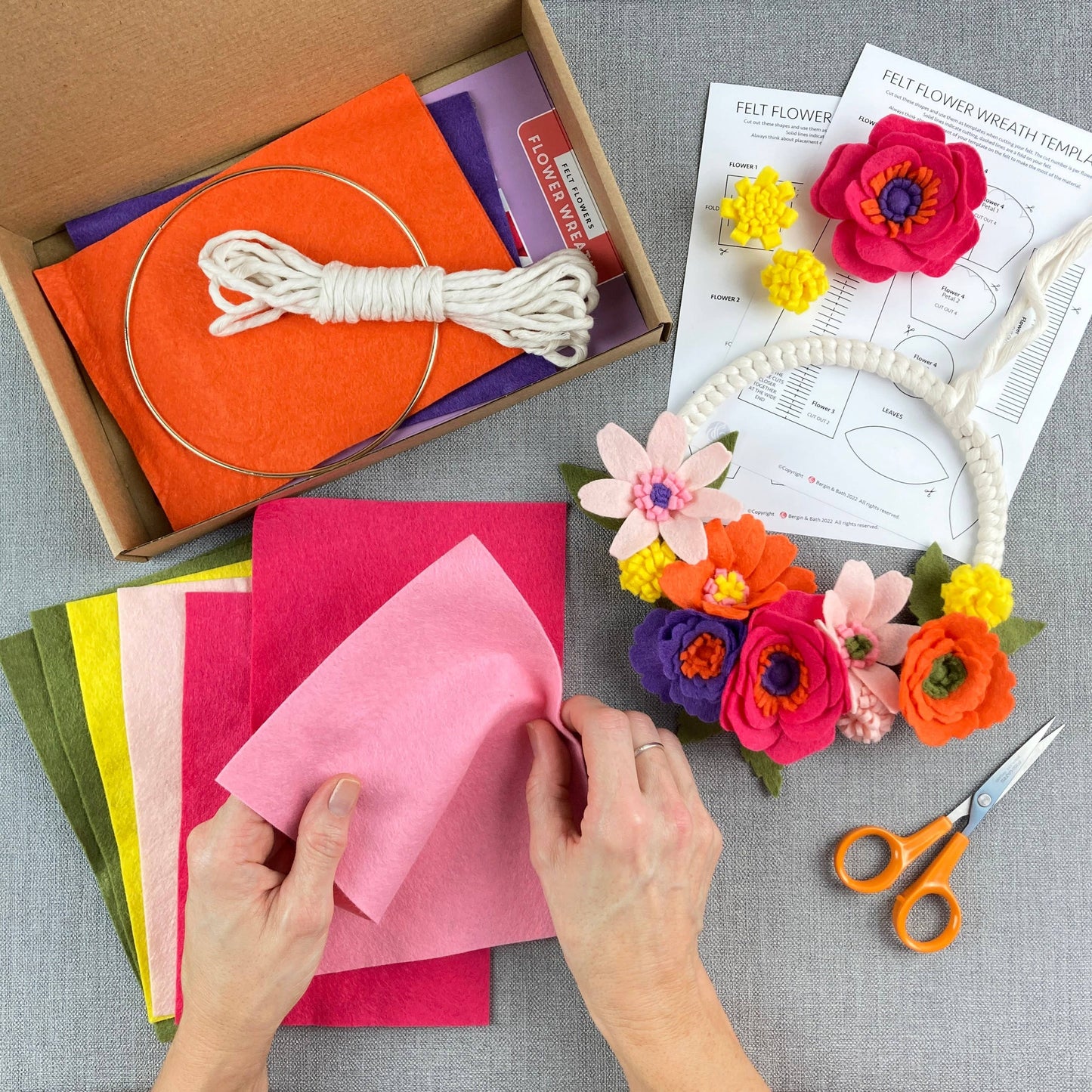 Felt Flower & Macrame Kit in Spring Wreath