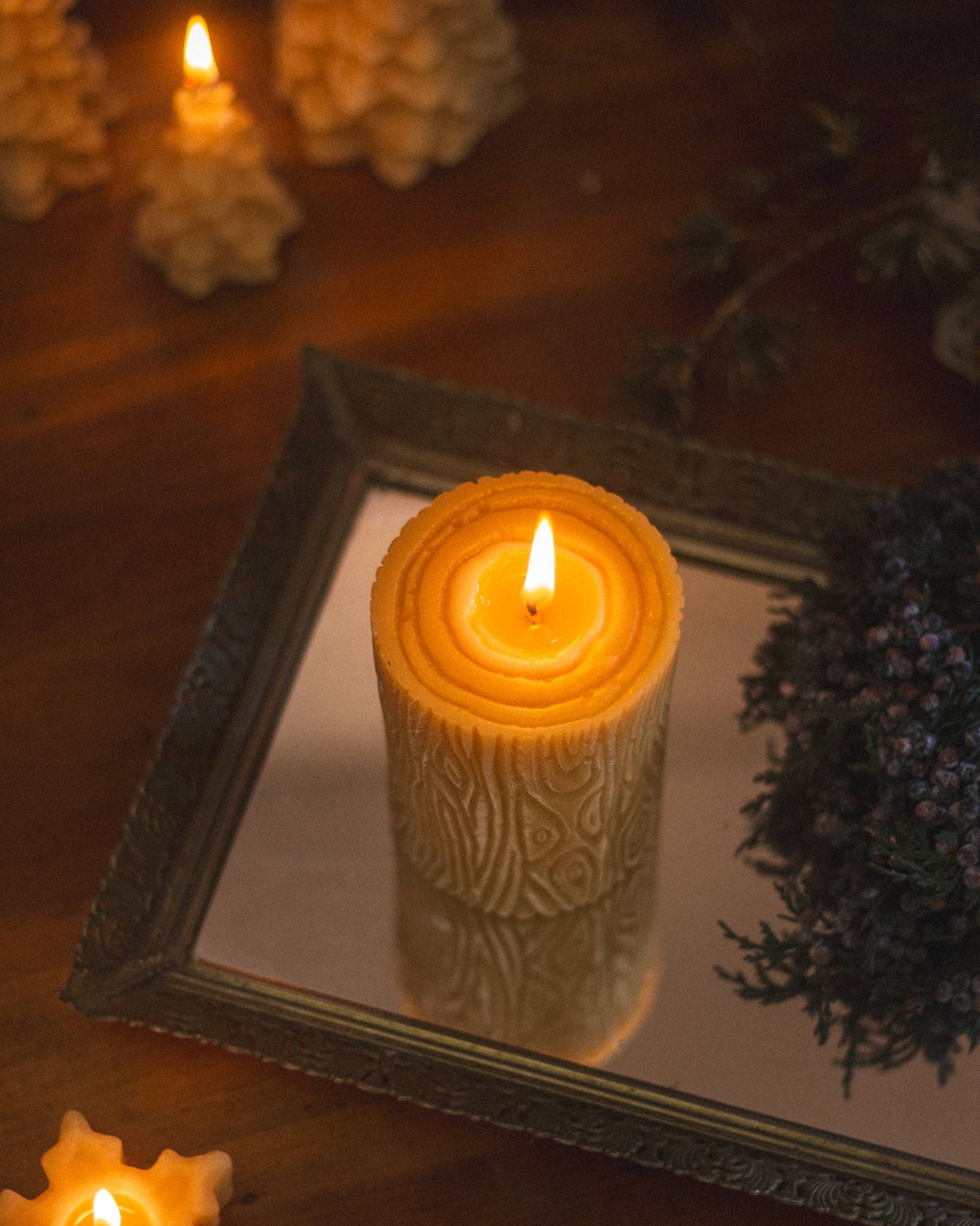Stump Beeswax Pillar Candle