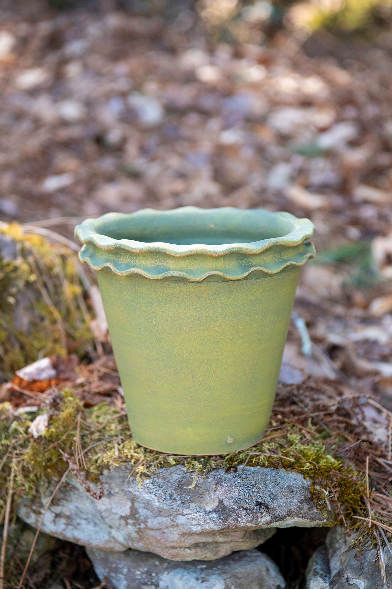 Galena Garden Pot in Washed Green — Medium
