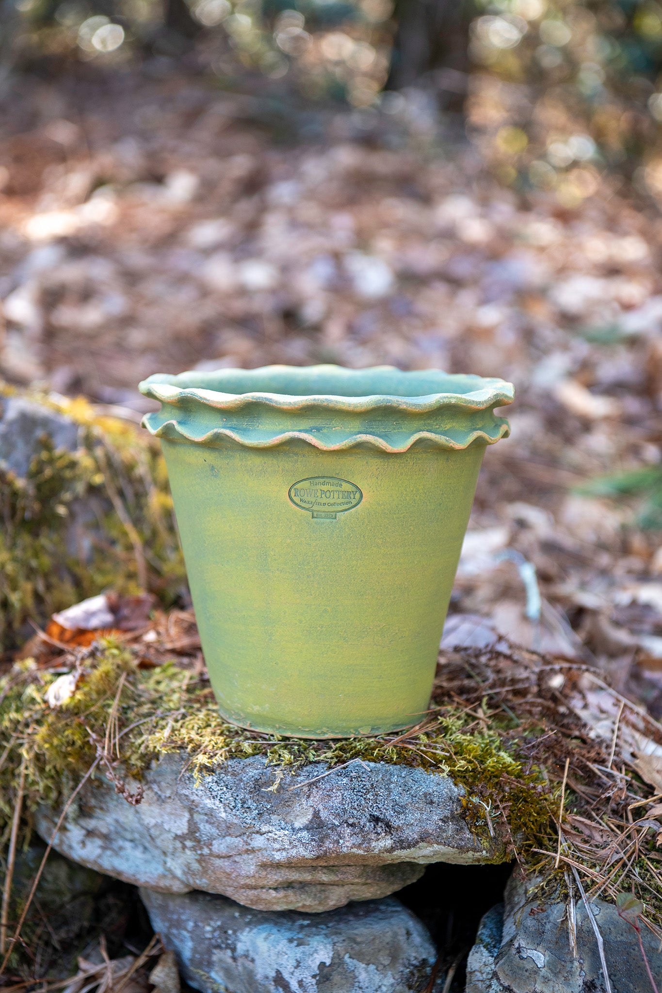 Galena Garden Pot in Washed Green — Medium