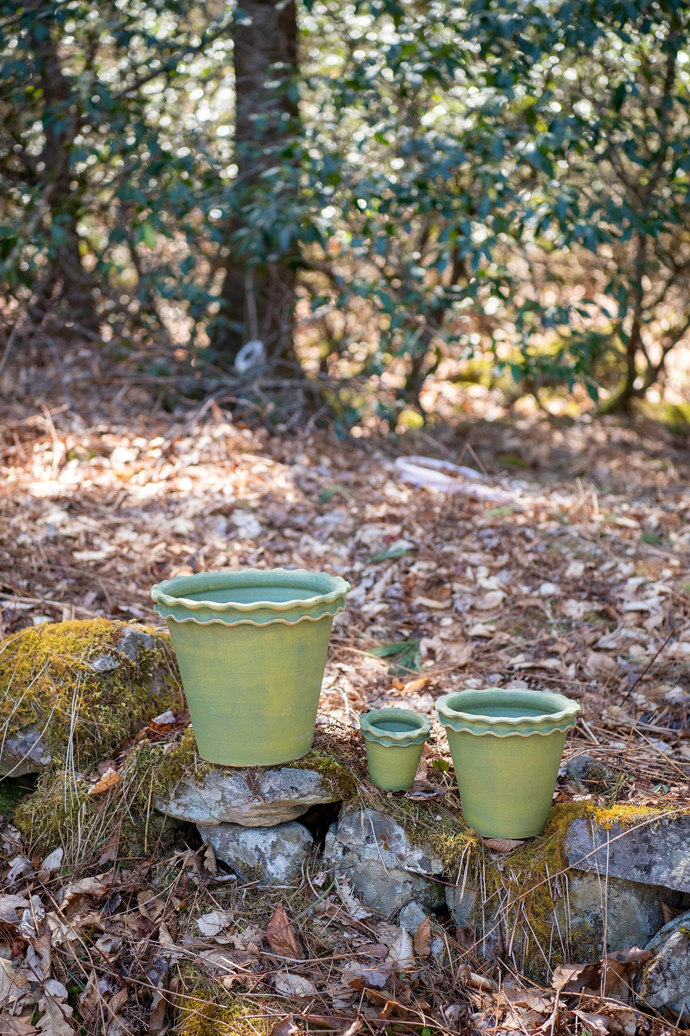 Galena Garden Pot in Washed Green — Medium