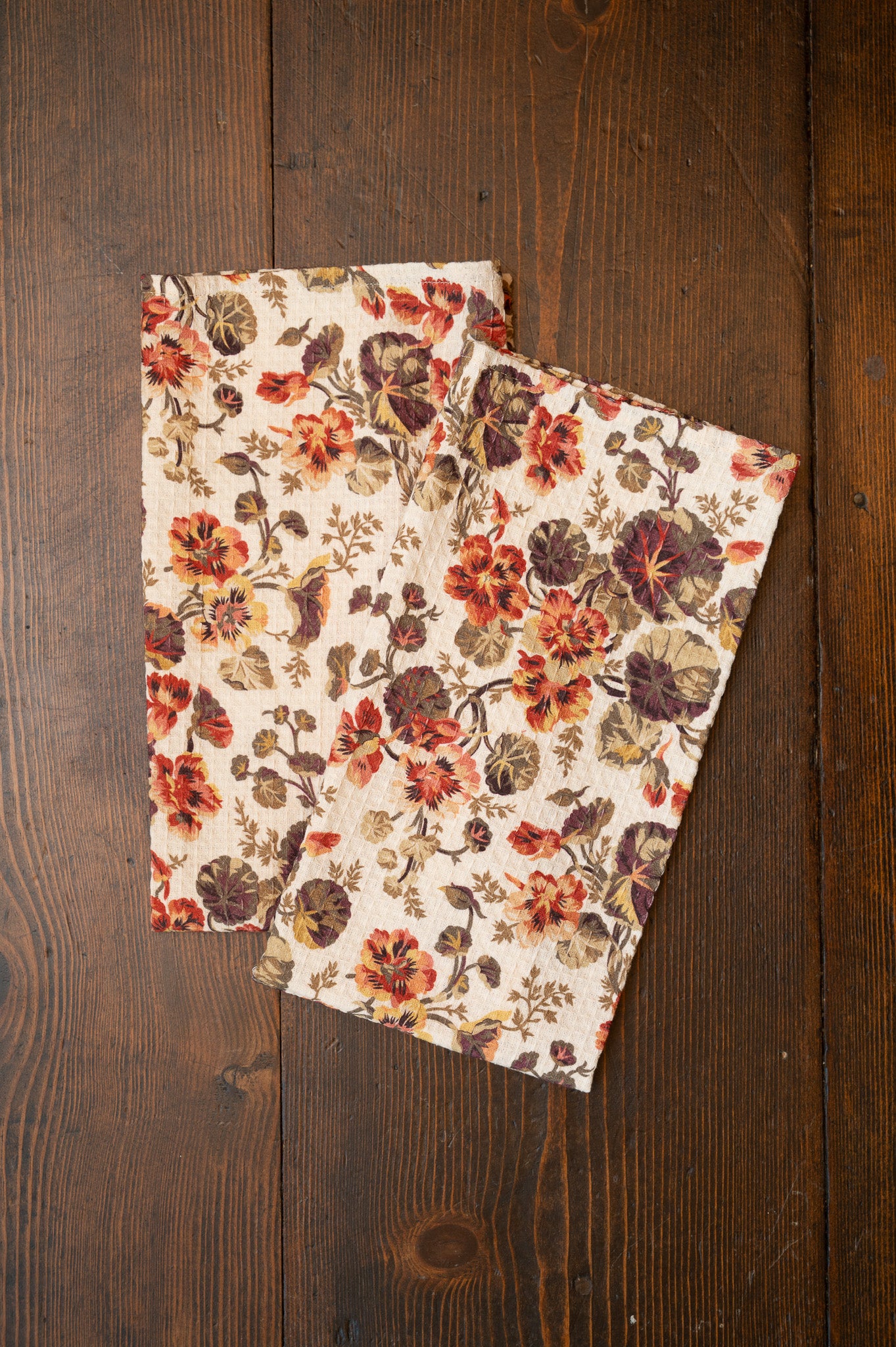 Nasturtium Wheat Tea Towels, Set of 2