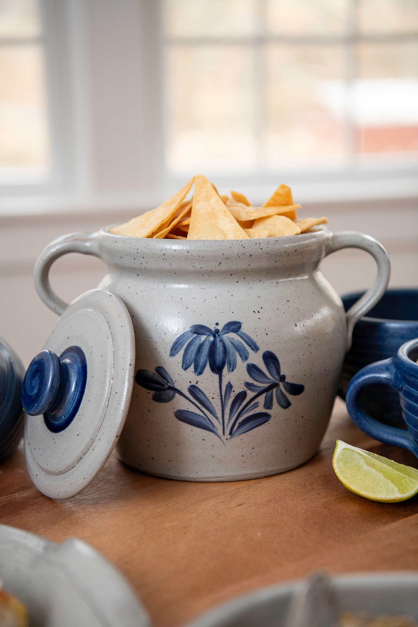 Covered Bean Pot with Lid in Classic Gray Finish