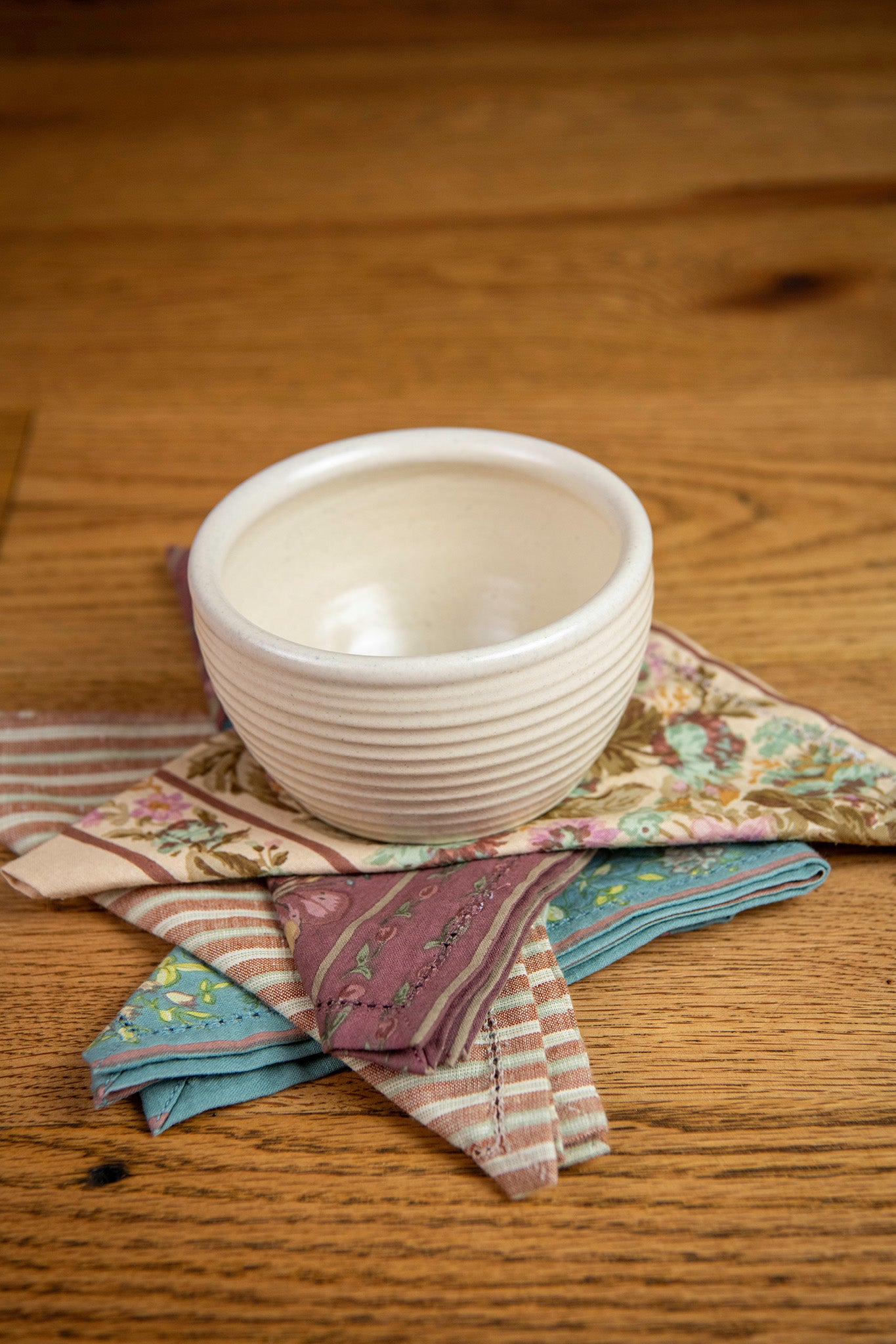 Let's Dip Again Small Ridges Bowl in Prairie Linen
