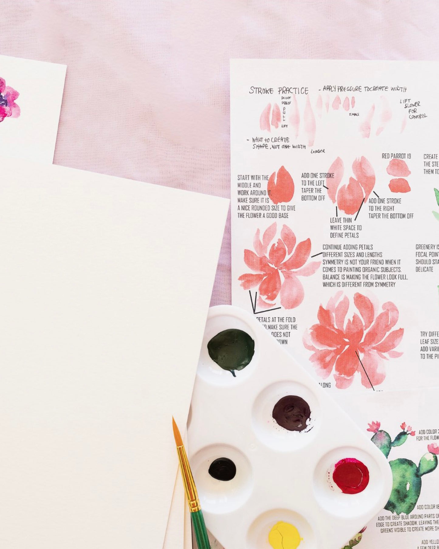 Prickly Pear & Peonies Flowers Watercolor Mini Kit